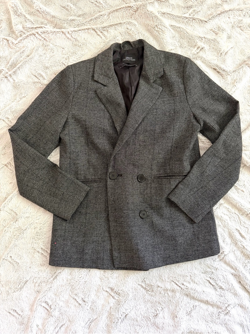 Urban Outfitters Gray Glen Plaid Double-Breasted Blazer